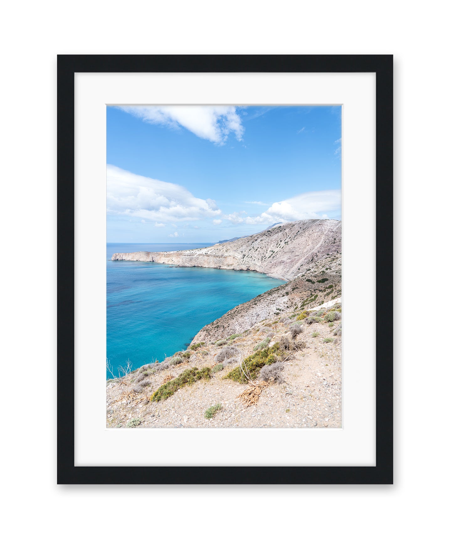 Blue and White Aegean Sea Landscape in Milos, Greece