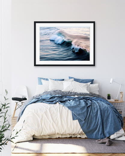 blue coastal decor framed wave photograph