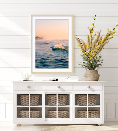 bright coastal decor featuring wrightsville beach surf print