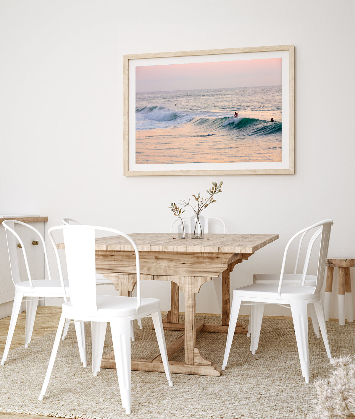 coastal decor featuring pink surf print