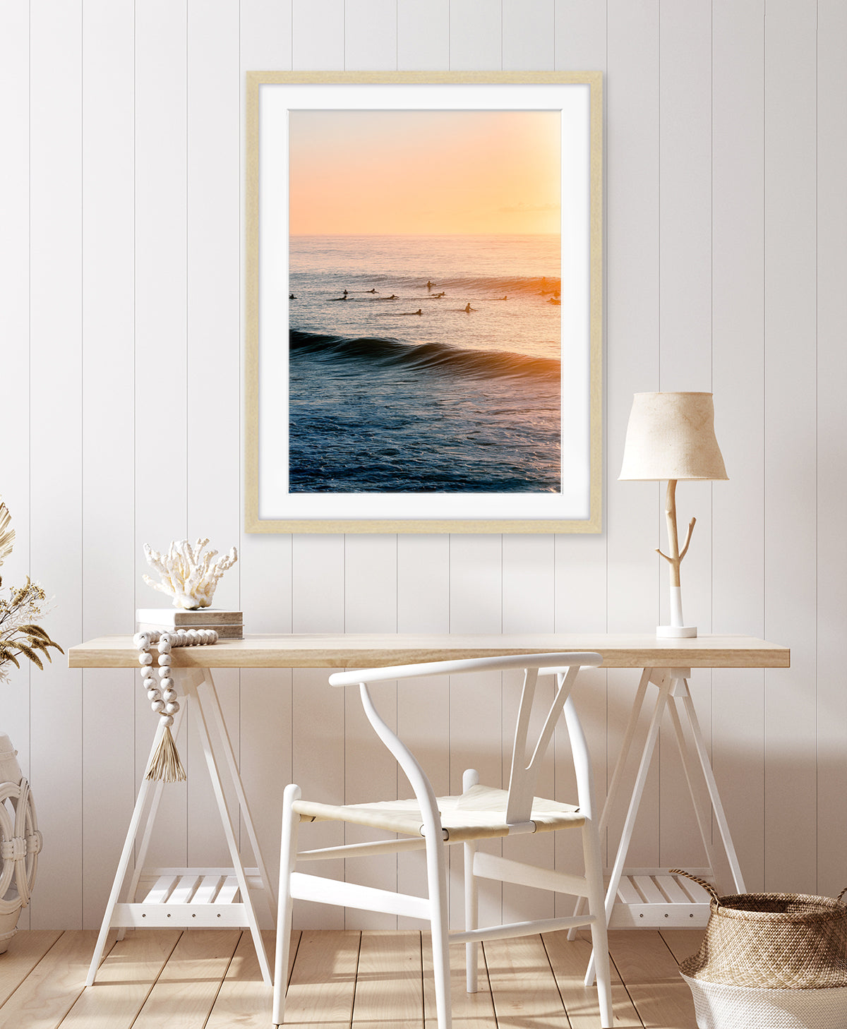 coastal decor featuring golden surfer print