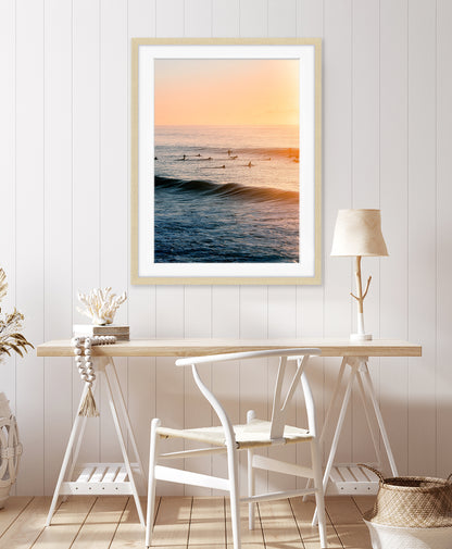 coastal decor featuring golden surfer print