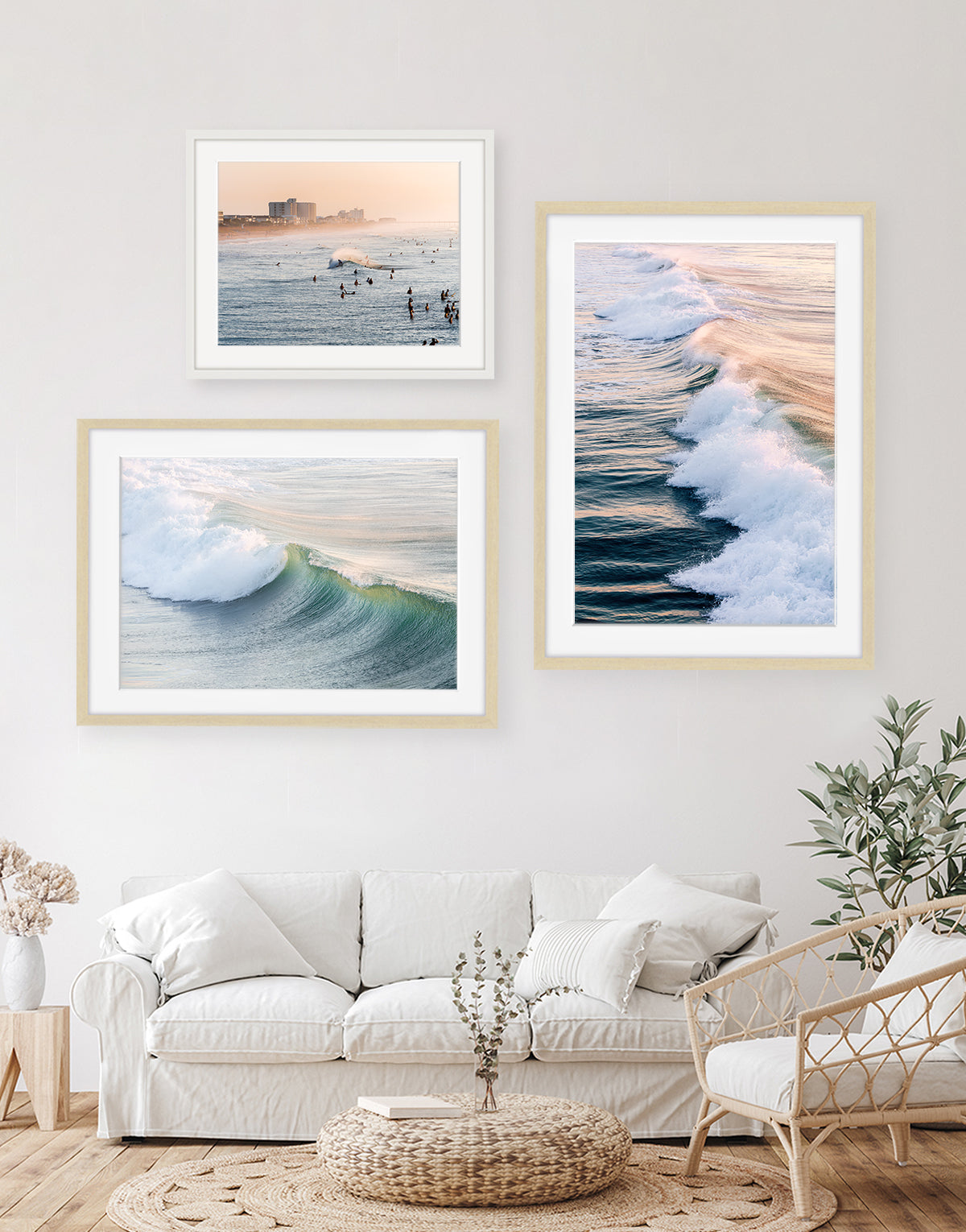 coastal gallery wall - waves wrightsville beach framed art