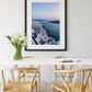 colorful dining room, blue sunset santorini greece