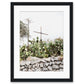 cactus, cross minimal neutral print, Santorini Greece Black Frame