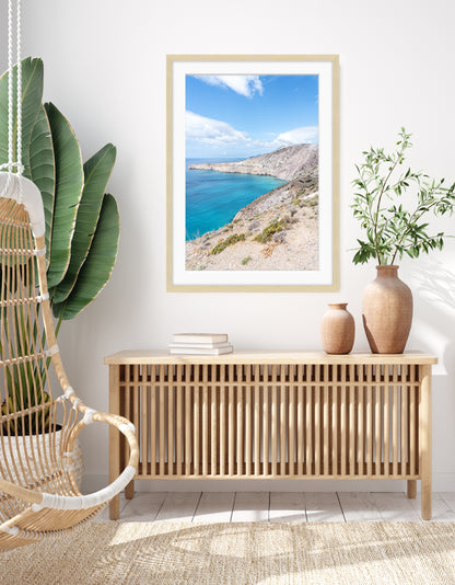 coastal boho decor, feautring coastal greece travel print