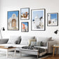 Blue and White Greece Floral Travel Print