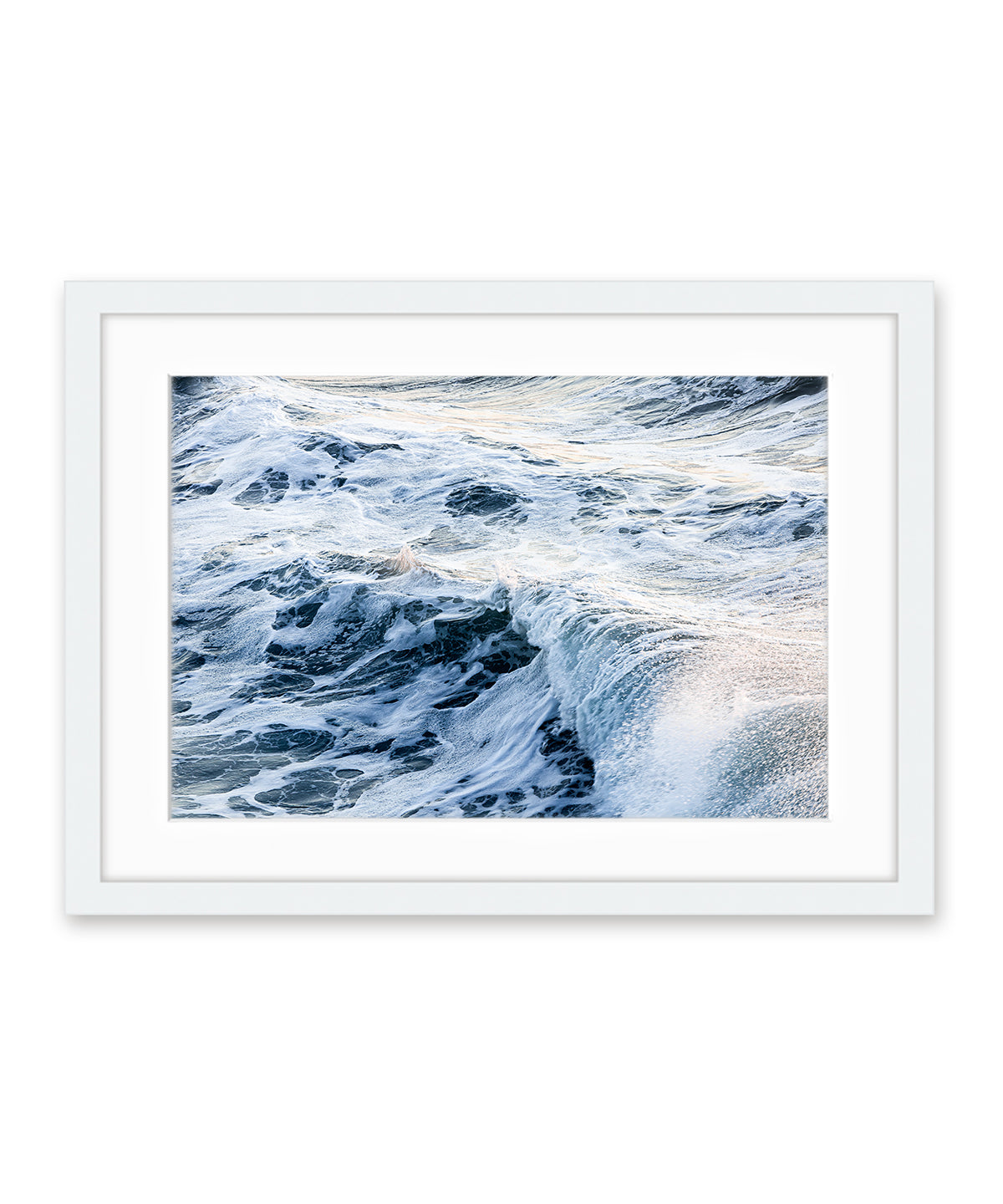 indigo wave detail photograph with white frame