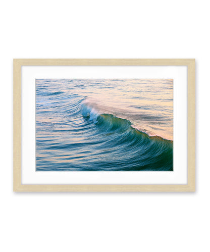 ocean art featuring blue wave wood frame
