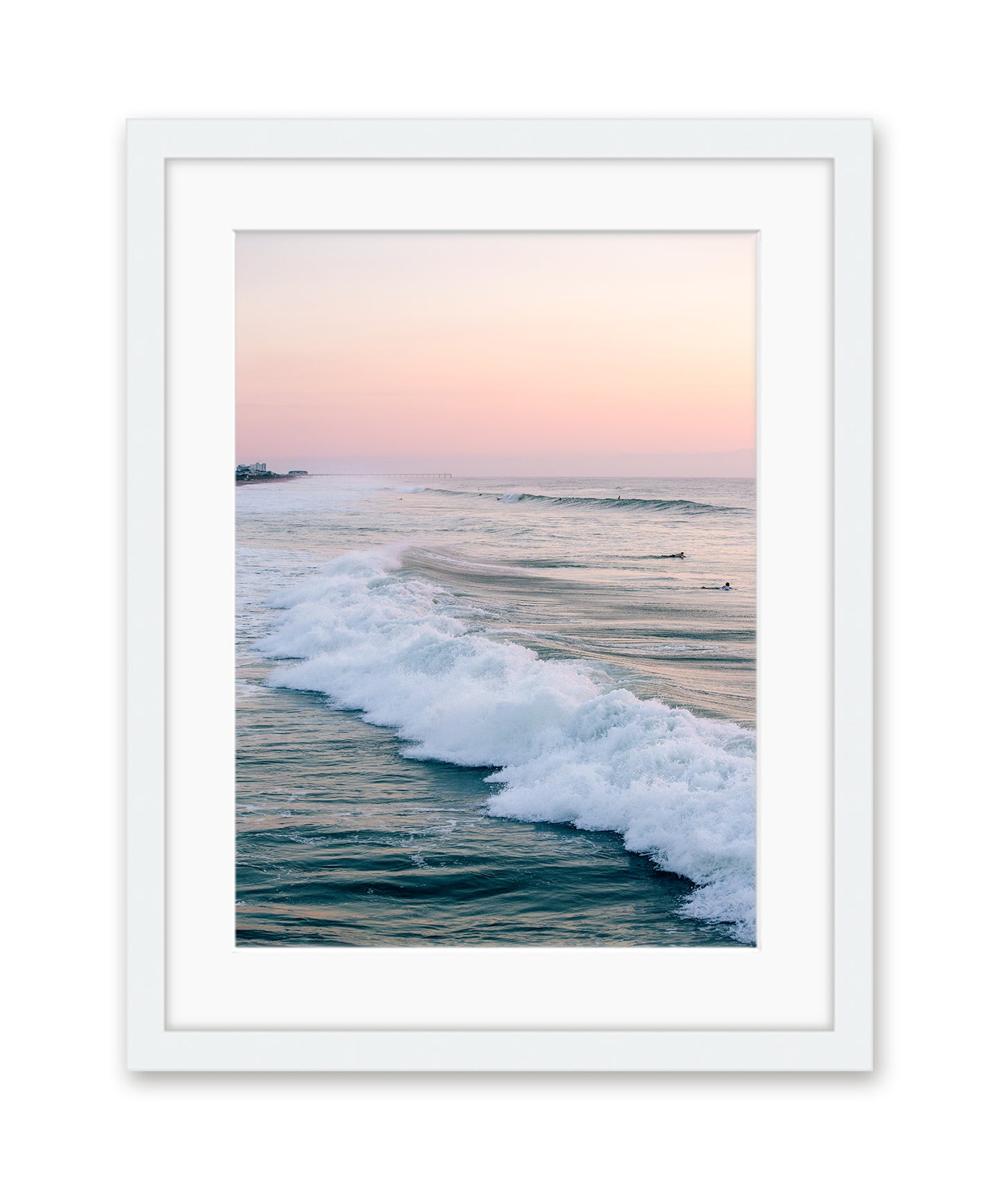 pink sunrise wrightsville beach white frame