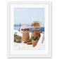 Blue and White Greece Floral Travel Print