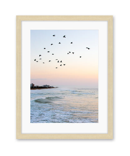 blue sunrise wrightsville beach photograph wood frame