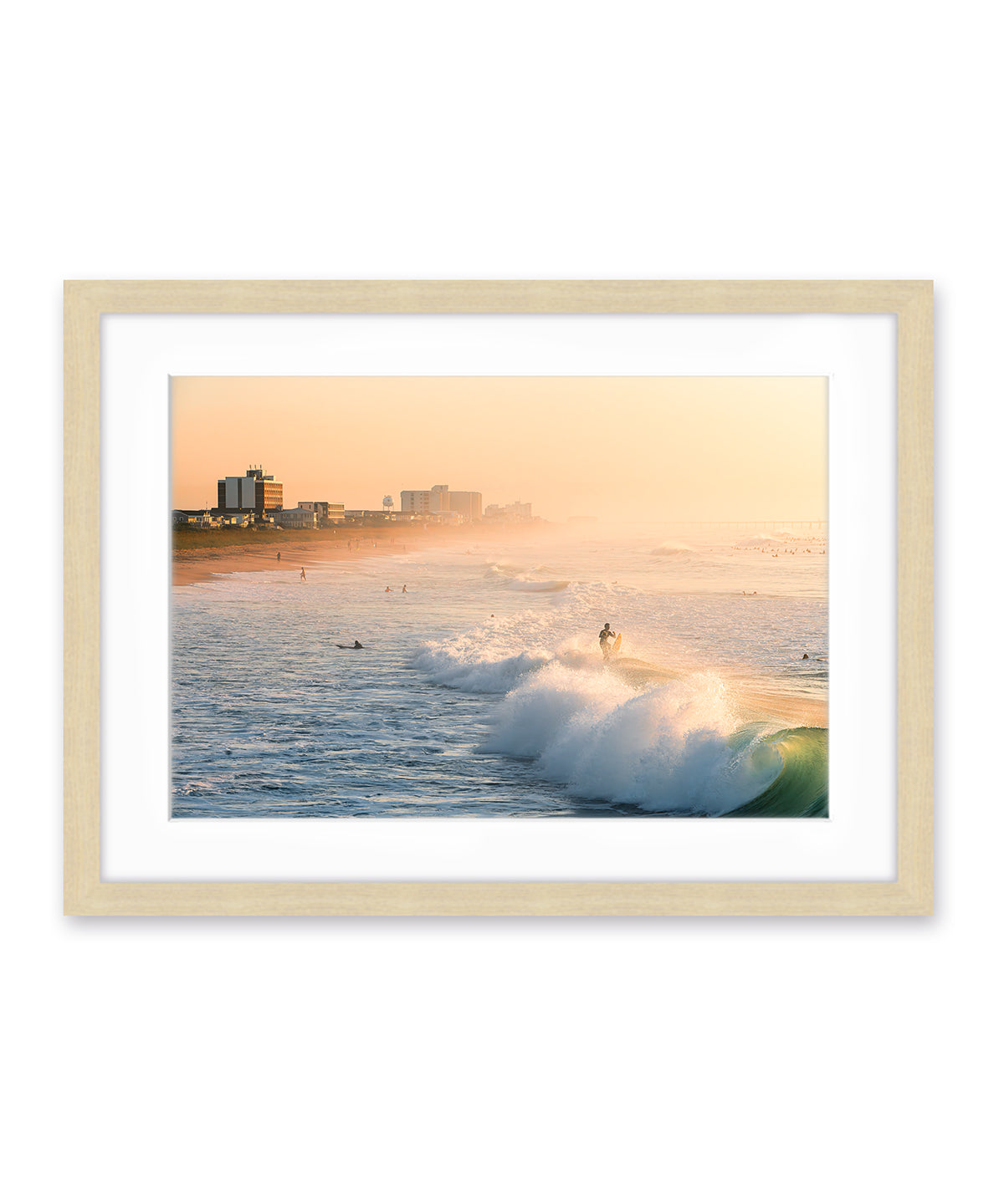 sunrise surfing wrightsville beach wood frame