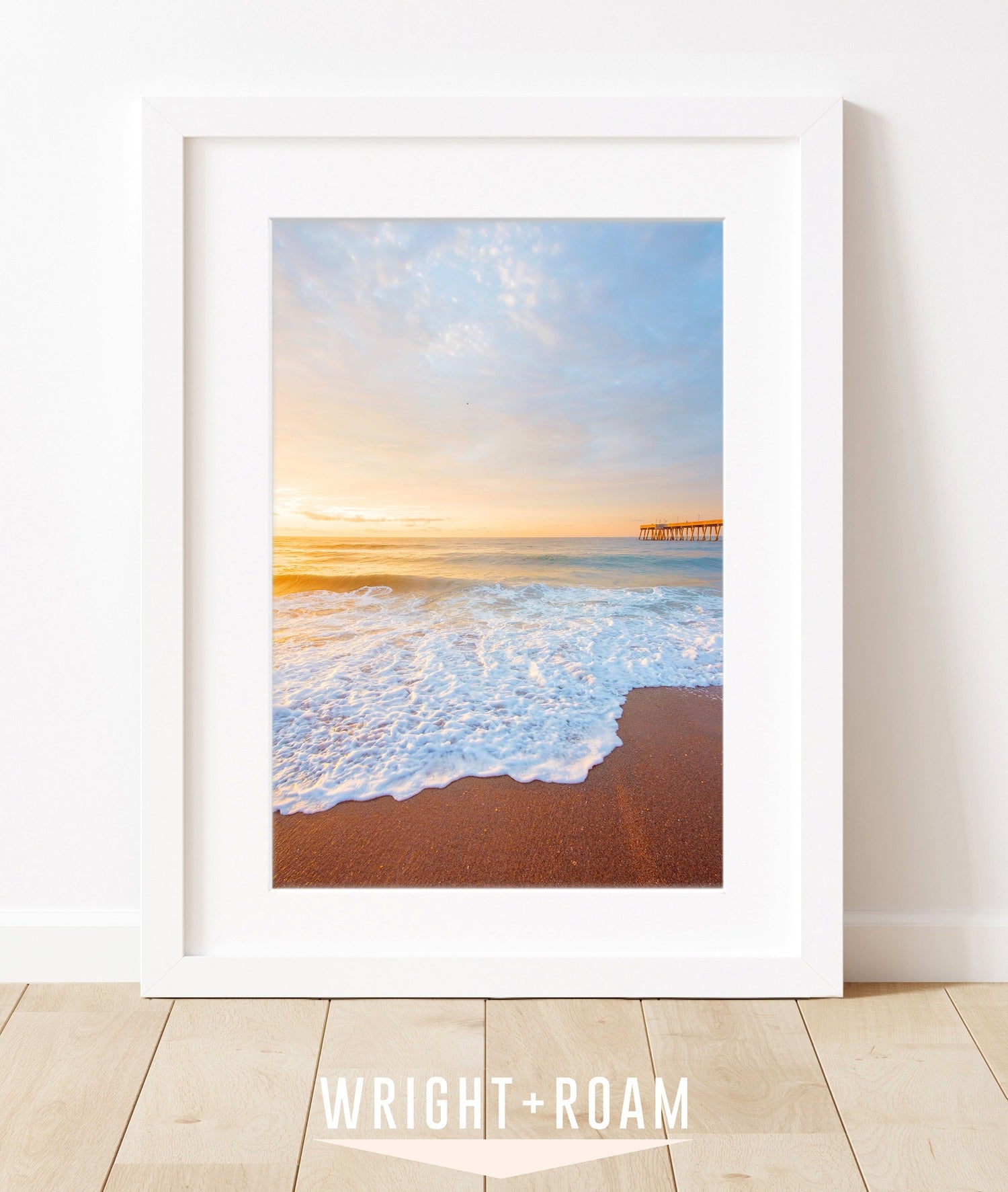 Shops Sunrise Beach Ocean Framed Poster