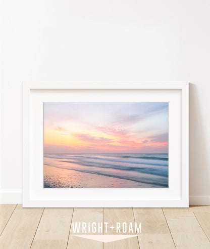 abstract pastel sunrise beach photograph by Wright and Roam