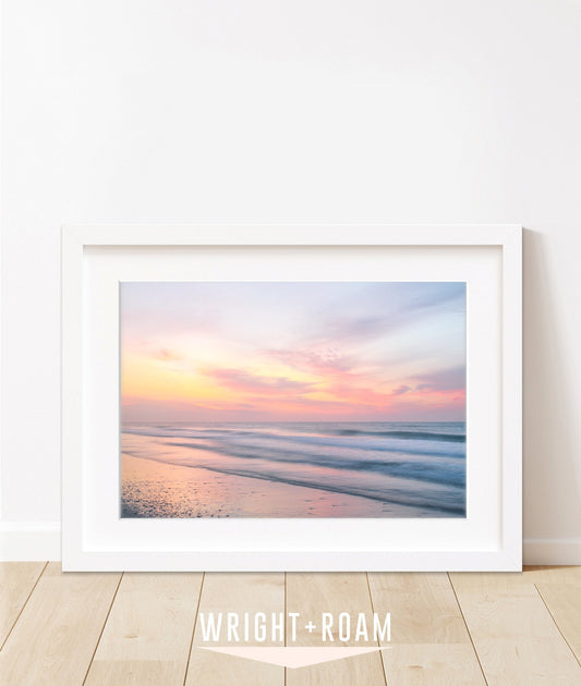 abstract pastel sunrise beach photograph by Wright and Roam