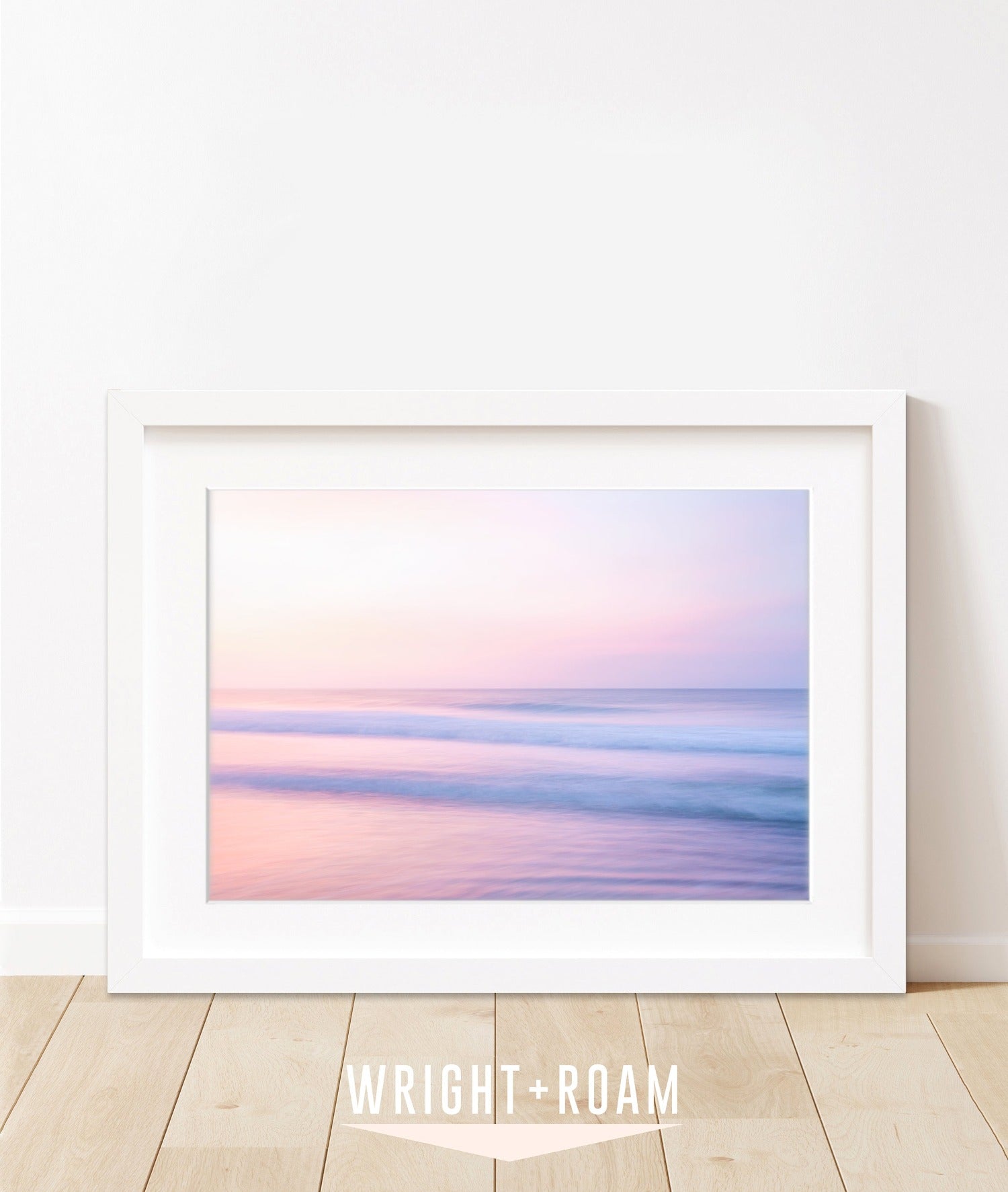 pastel pink abstract minimal ocean waves beach photograph by Wright and Roam