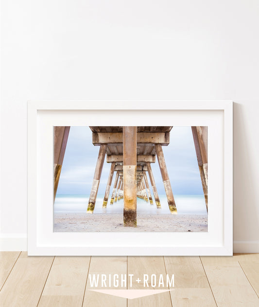blue Johnny mercer pier wrightsville beach photograph, by Wright and Roam