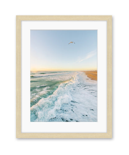 blue wrightsville beach photograph with wood frame