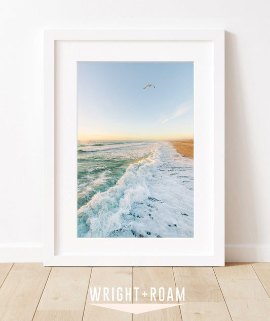 Calm Blue Wrightsville Beach morning - art by Wright and Roam
