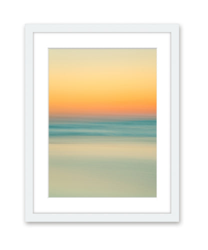 abstract minimal print, sunrise beach photograph, white frame by Wright and Roam