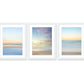 set of 3, abstract minimal beach prints, white wood frame by Wright and Roam