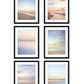 gallery wall, set of six abstract minimal beach prints, black wood frame, by Wright and Roam