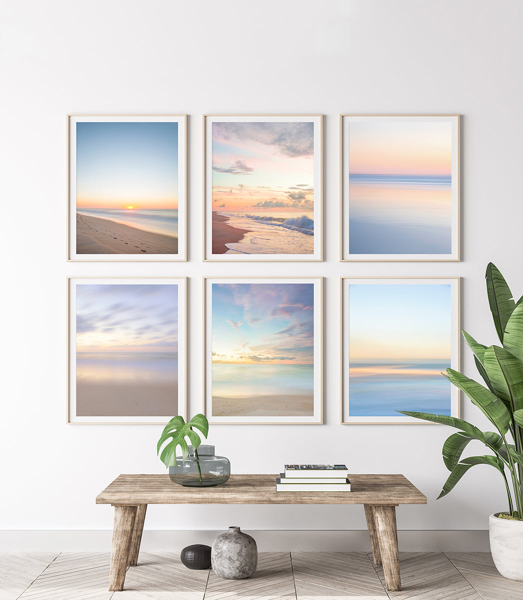 Gallery Wall, Set of six neutral, pastel abstract Beach photographs