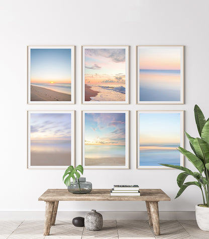 Gallery Wall, Set of six neutral, pastel abstract Beach photographs