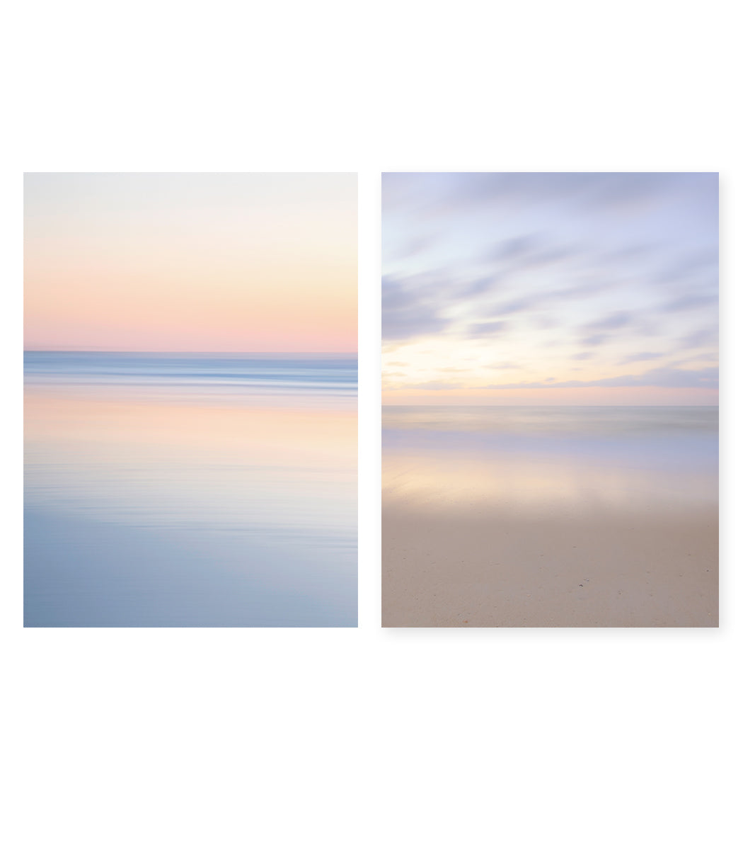 set of 2 abstract, minimal print, beach photographs by Wright and Roam