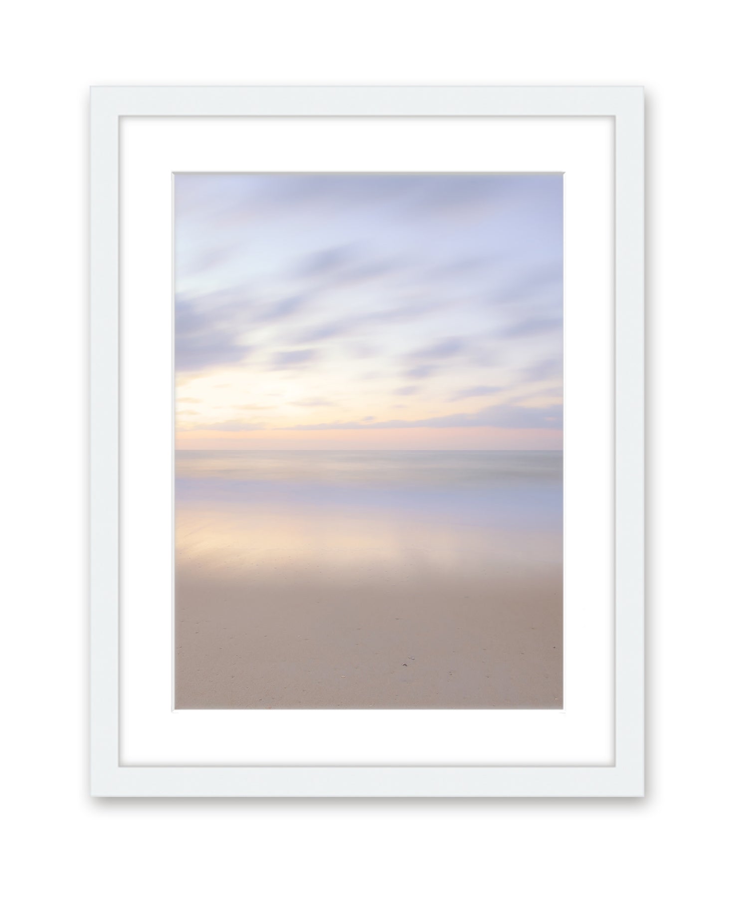 Neutral Abstract Minimal Print, Beach Photograph, White Wood Frame, by Wright and Roam