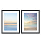pastel abstract, minimal print, set of 2 sunrise beach prints, black wood frame