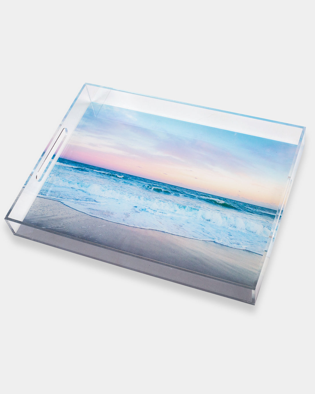 blue sunset ocean photograph, acrylic serving tray