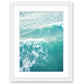 aqua blue ocean waves aerial photograph, white wood frame, by Wright and Roam