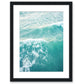 aqua blue ocean waves aerial photograph, black wood frame, by Wright and Roam