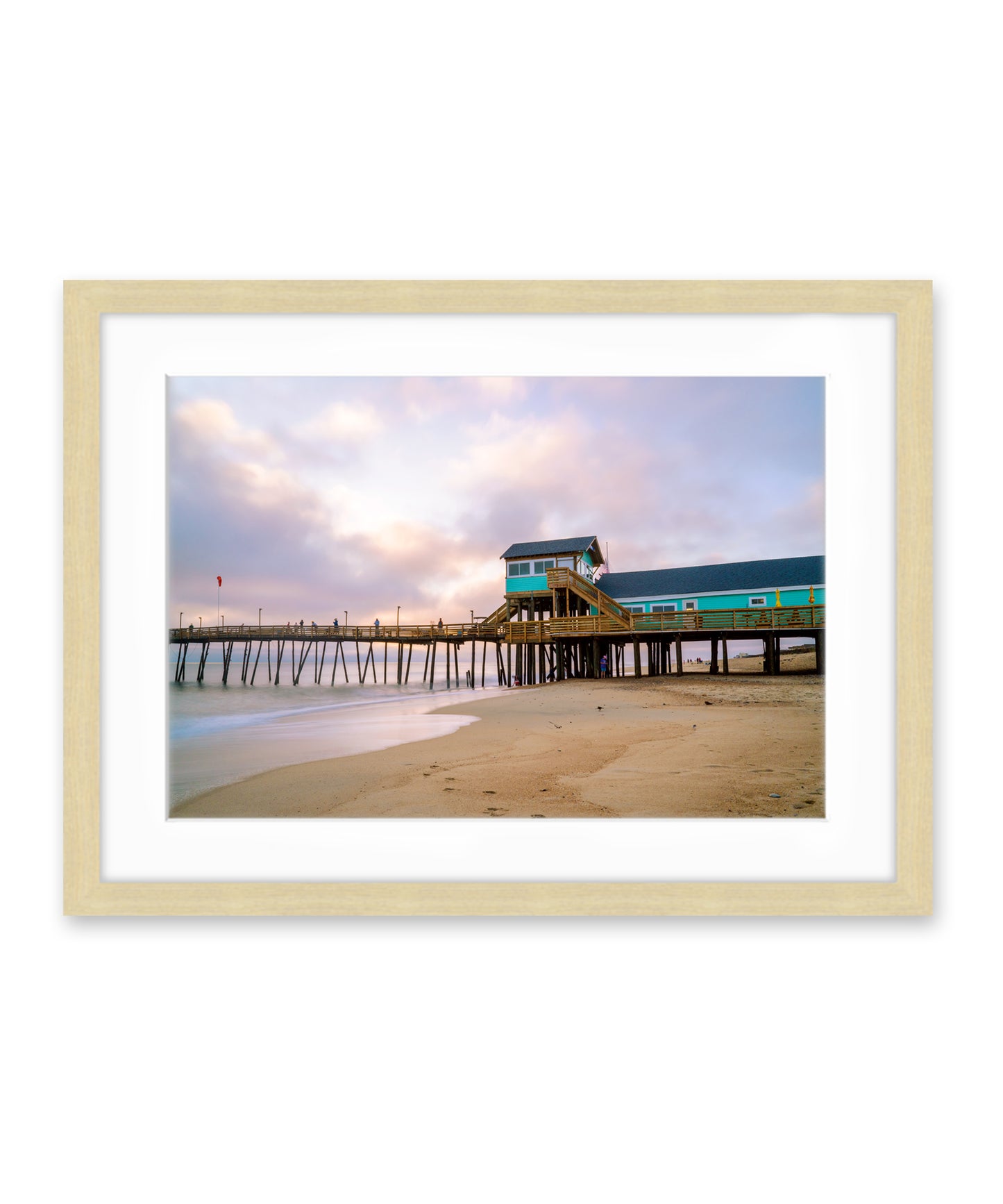 outer banks, avalon pier beach photograph by Wright and Roam, Wood Frame