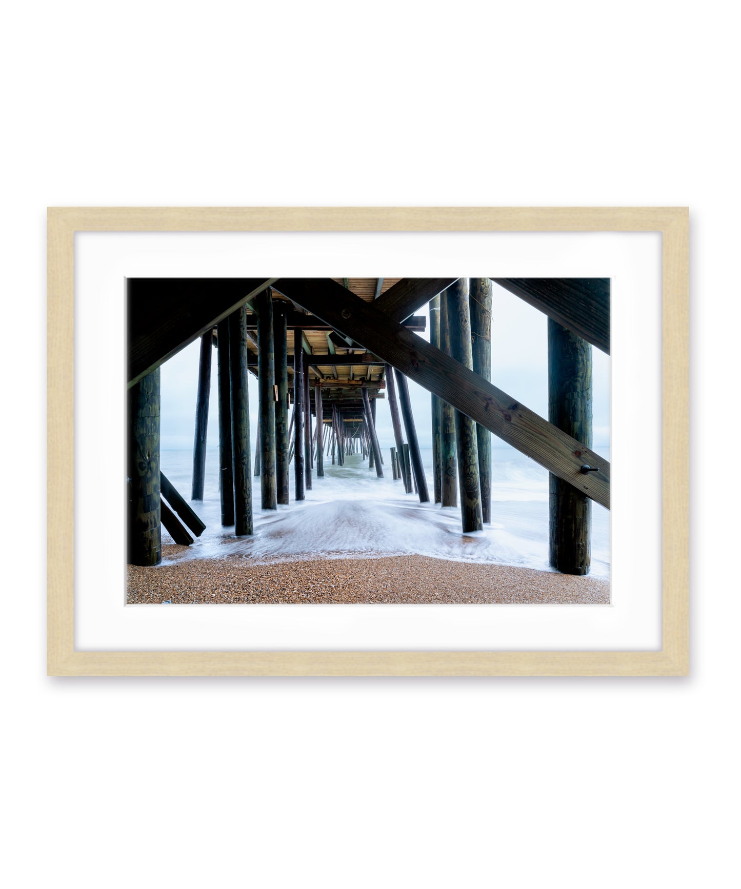 outer banks, avalon pier photograph art print by Wright and Roam, wood frame