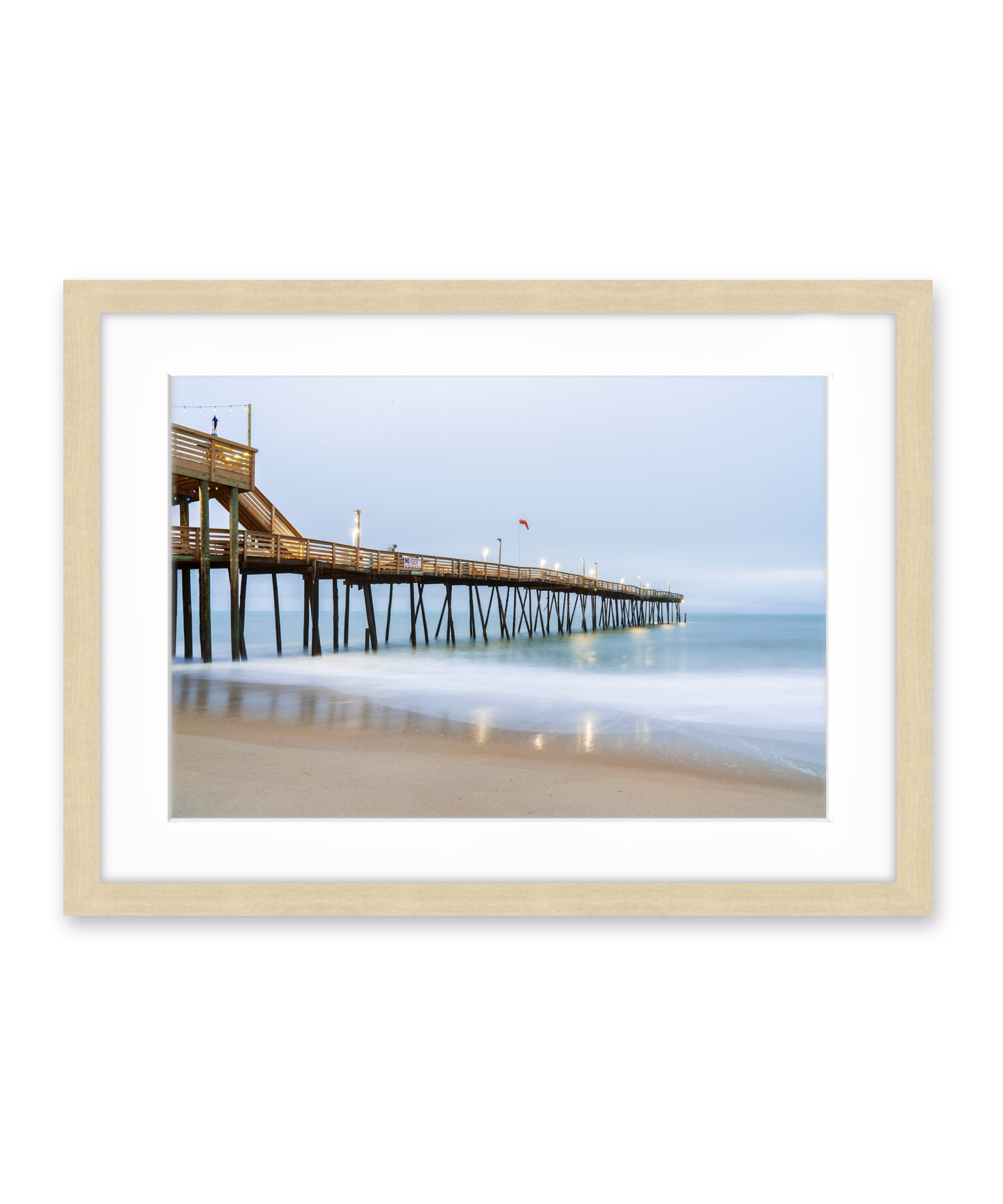 outer banks, avalon pier, blue beach wall art photograph by Wright and Roam, Wood frame
