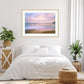 coastal bedroom decor, framed sunrise beach wall art photograph by Wright and Roam