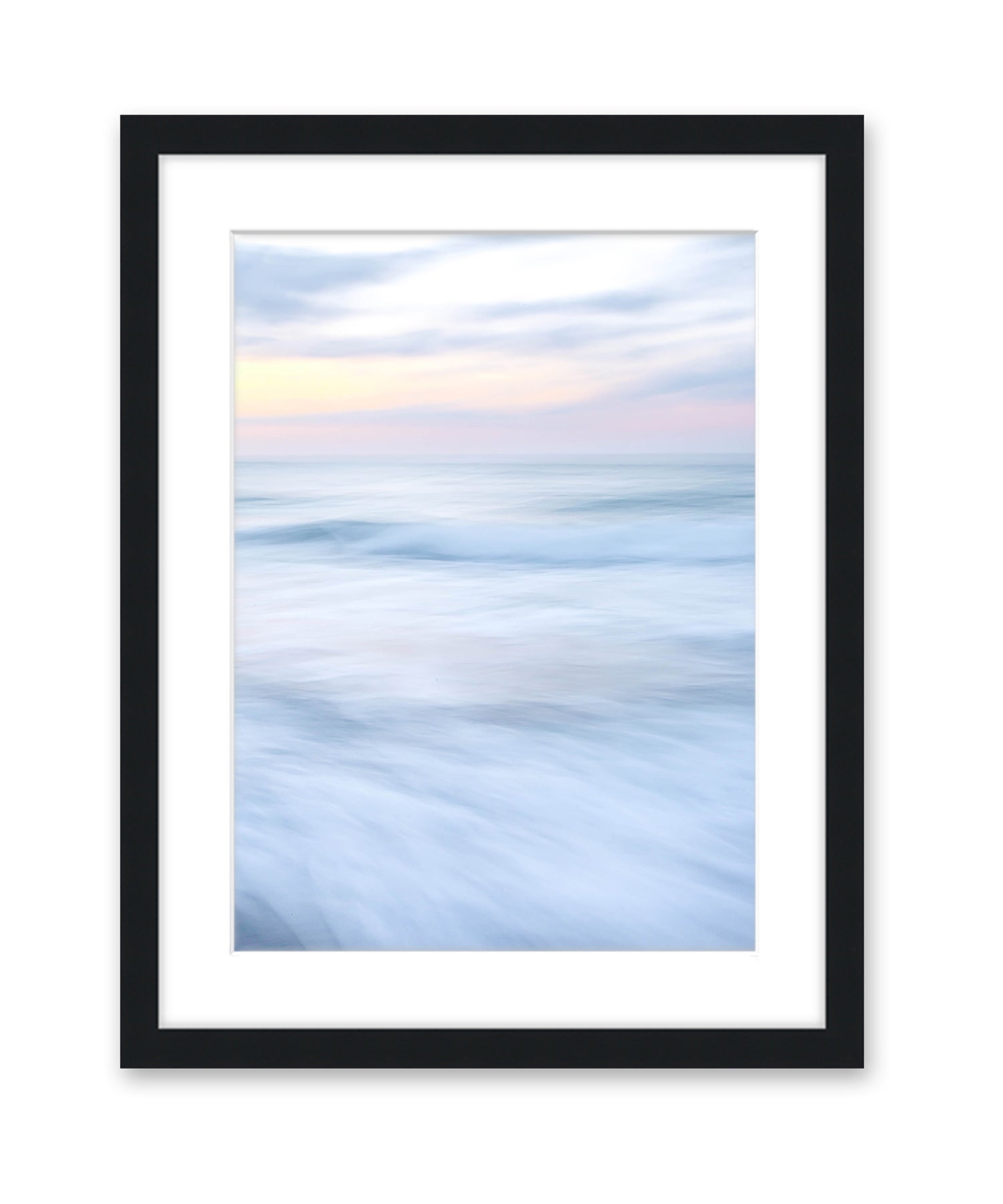 Blue Minimal Abstract Waves Beach Photograph Black Frame by Wright and Roam
