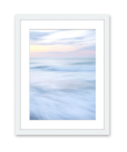 Blue Minimal Abstract Waves Beach Photograph White Frame by Wright and Roam