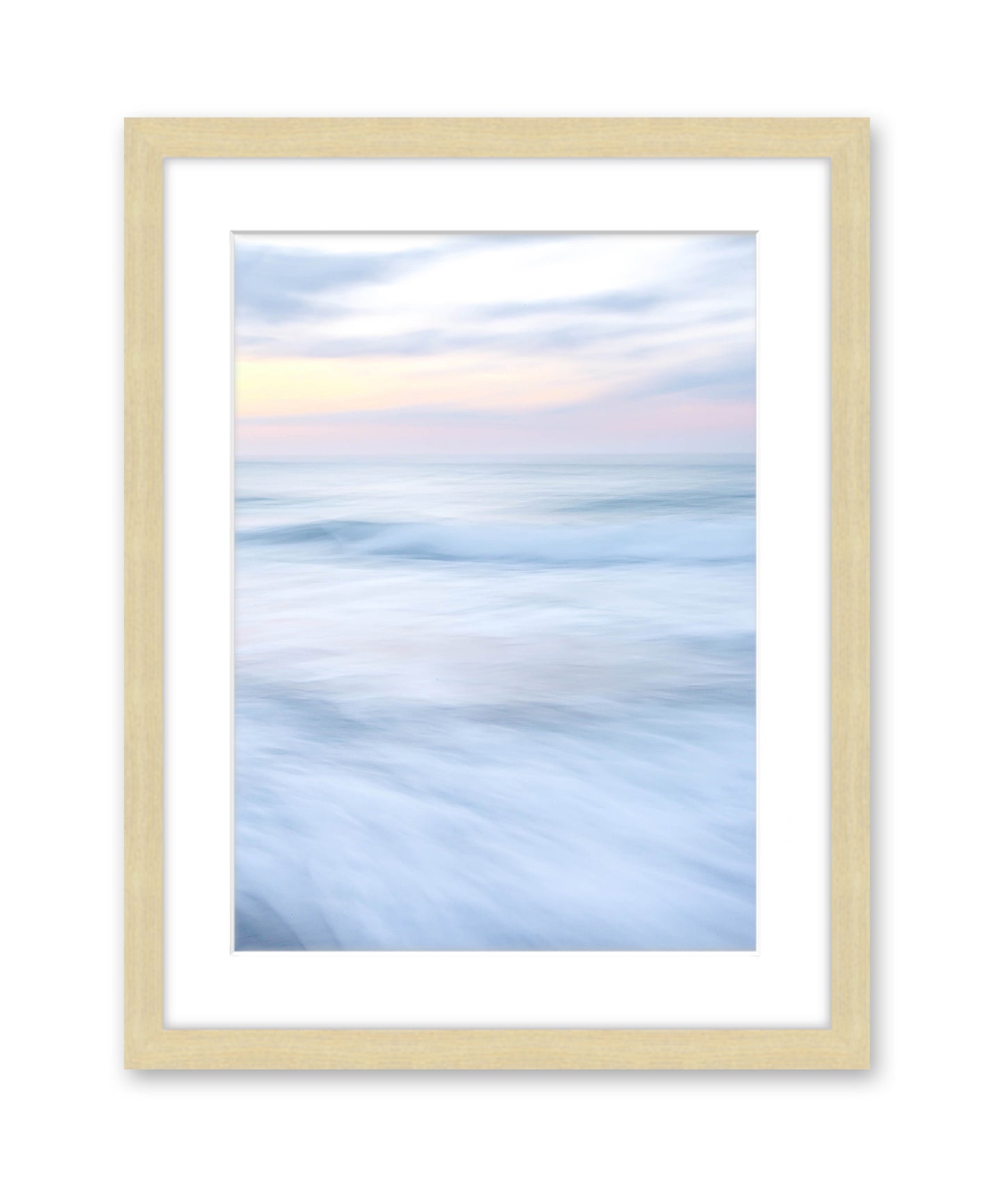 Blue Minimal Abstract Waves Beach Photograph Natural Wood frame by Wright and Roam