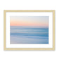 blue abstract minimal sunrise beach photograph, natural wood frame by Wright and Roam