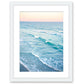 aerial photograph, sunset blue beach print, white frame, by Wright and Roam