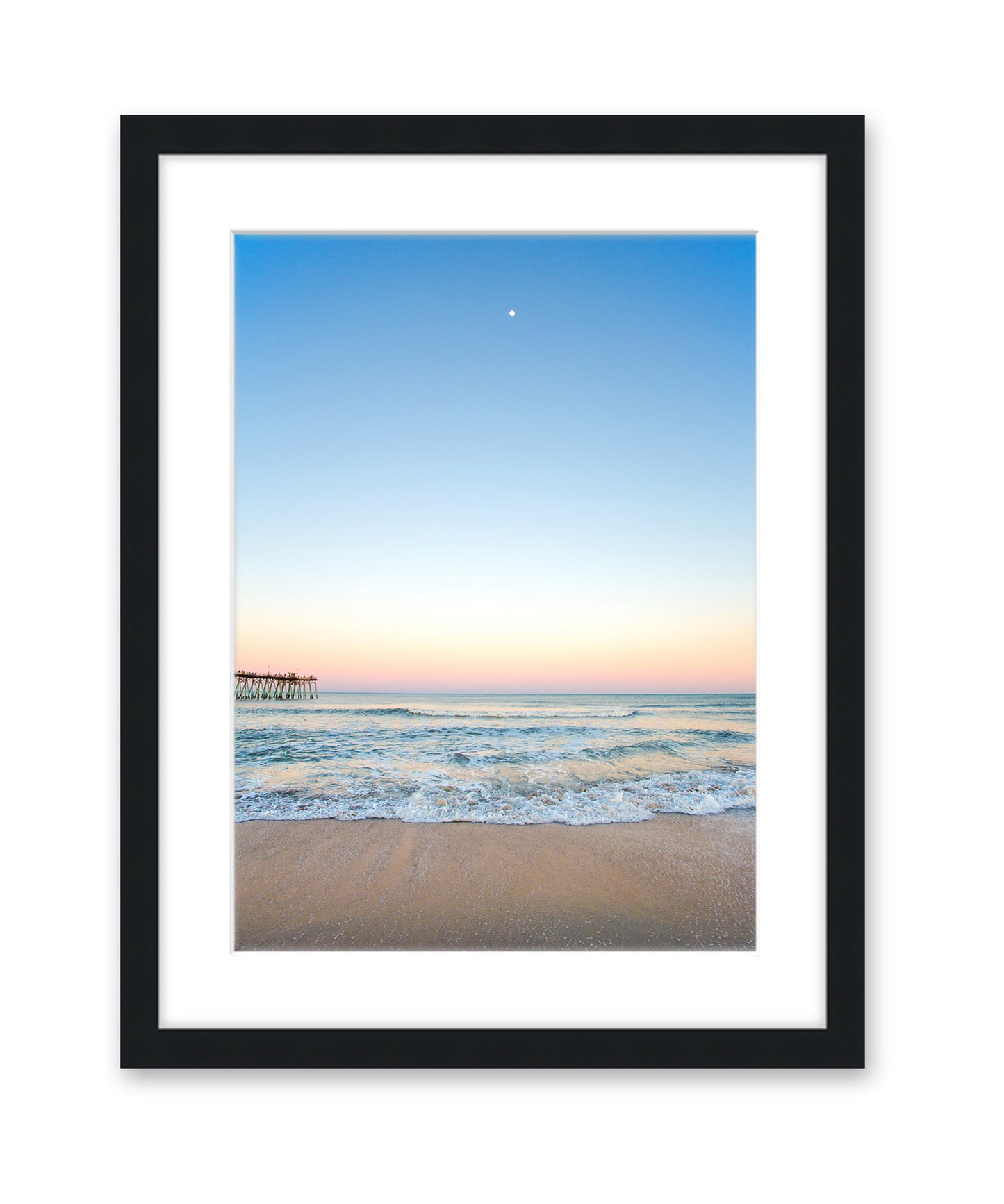blue beach print, black frame by Wright and Roam