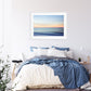 blue bedroom decor featuring indigo blue abstract ocean waves photograph by Wright and Roam