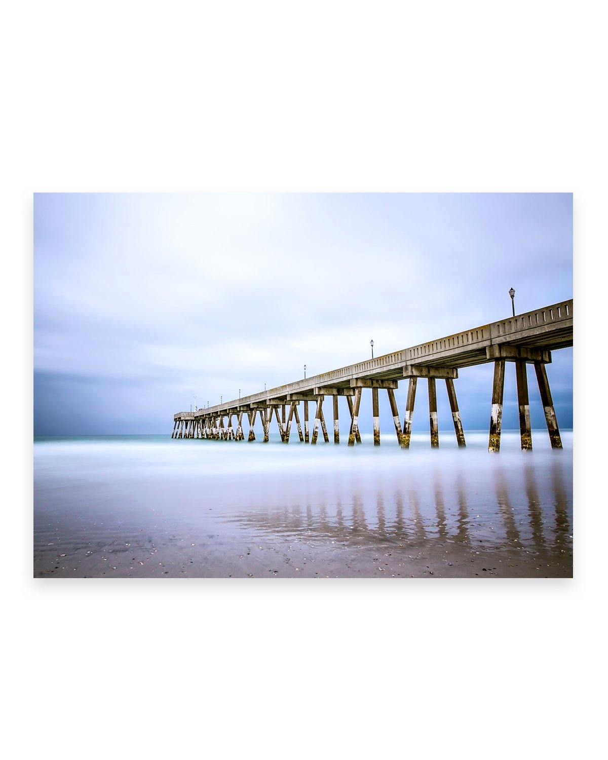 blue Johnny mercer pier Wrightsville beach photograph, by Wright and Roam