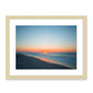 deep blue sunrise beach photograph, natural wood frame, by Wright and Roam