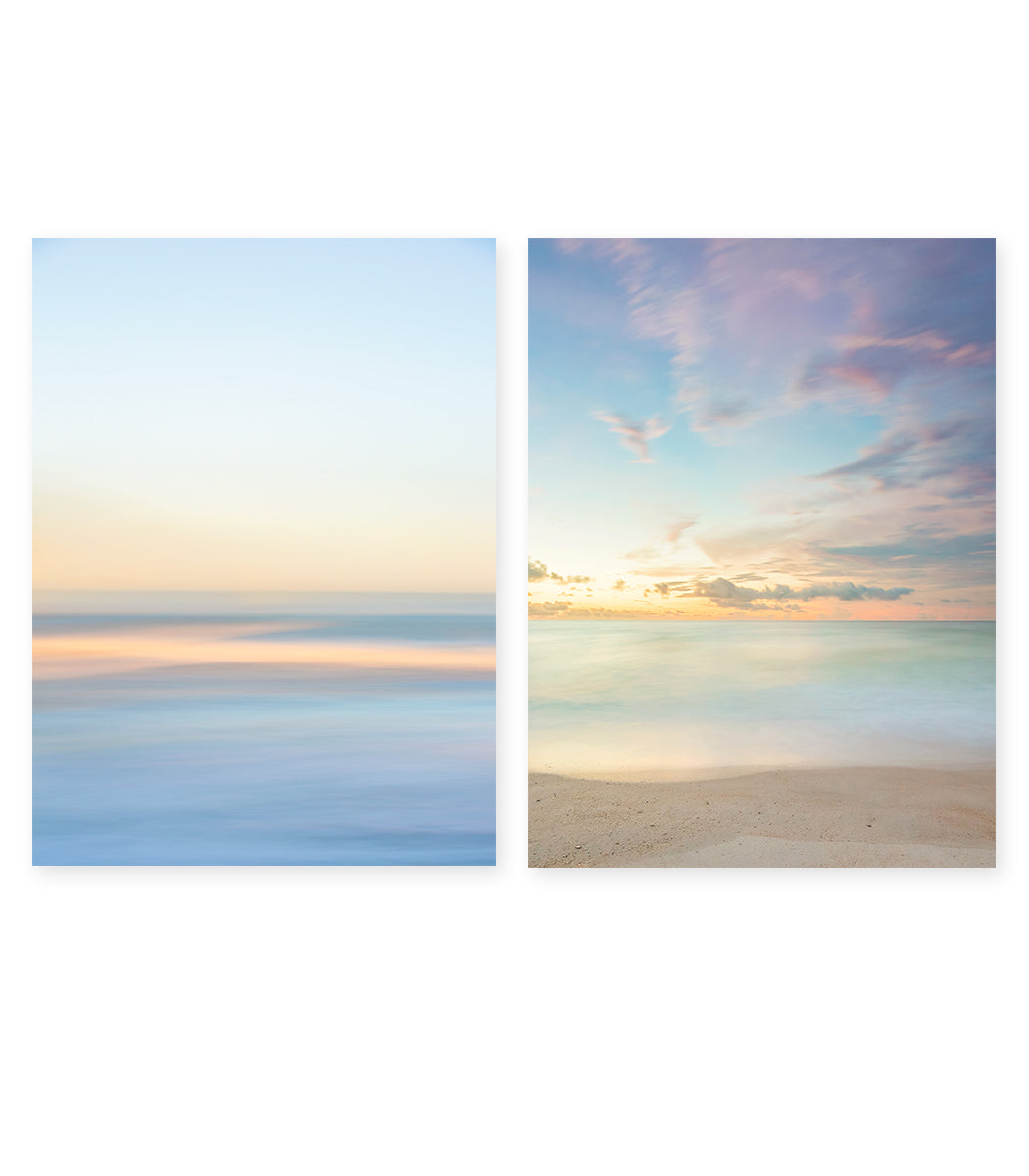 pastel abstract, minimal print, set of 2 sunrise beach prints, Wright and Roam