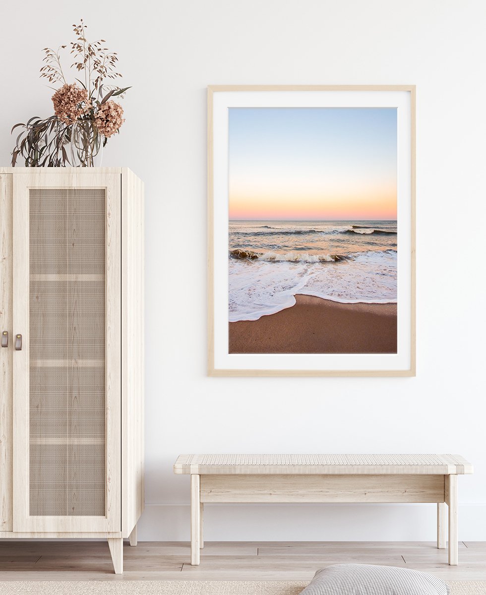 Boho Coastal Decor, Warm Sunset Beach Print